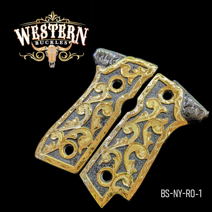 Beretta 92S Grips Engraving Oro y Niquel
