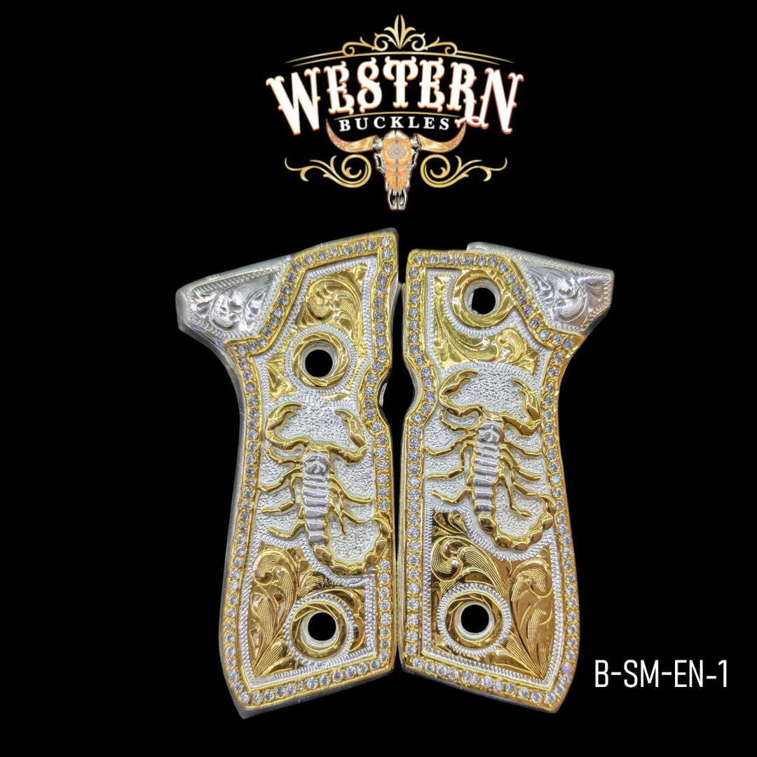 Beretta 92fs Scorpion Gold Plated Zircoins-The Western Buckles