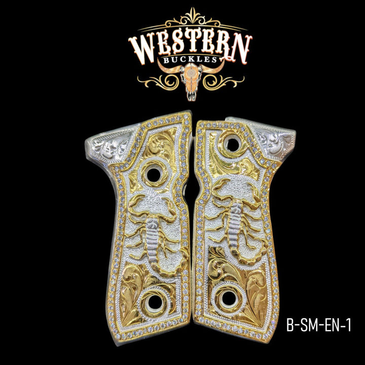 Beretta 92fs Scorpion Gold Plated Zircoins-The Western Buckles