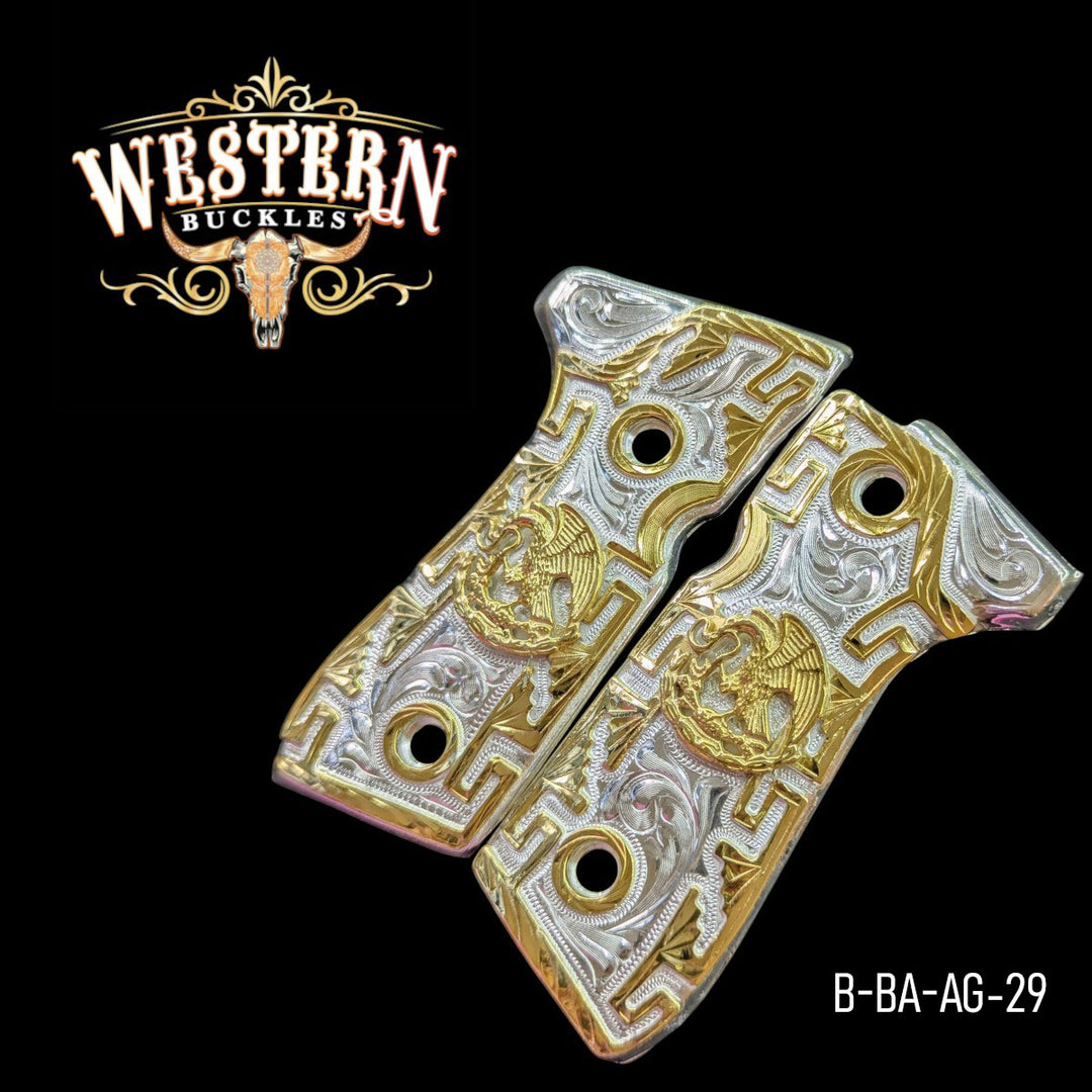 Beretta 92fs Eagle Silver and Gold Greek Pattern