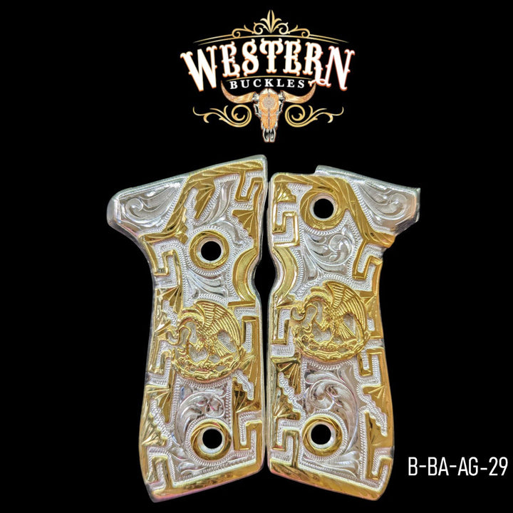 Beretta 92fs Eagle Silver and Gold Greek Pattern