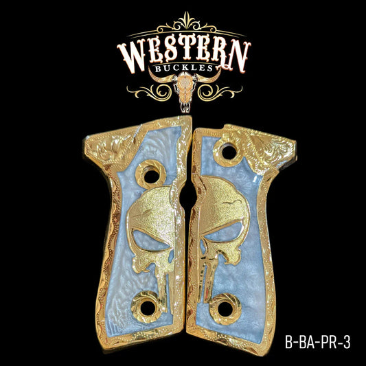 Cacha Beretta 92Fs Oro y Resina Blanca-The Western Buckles