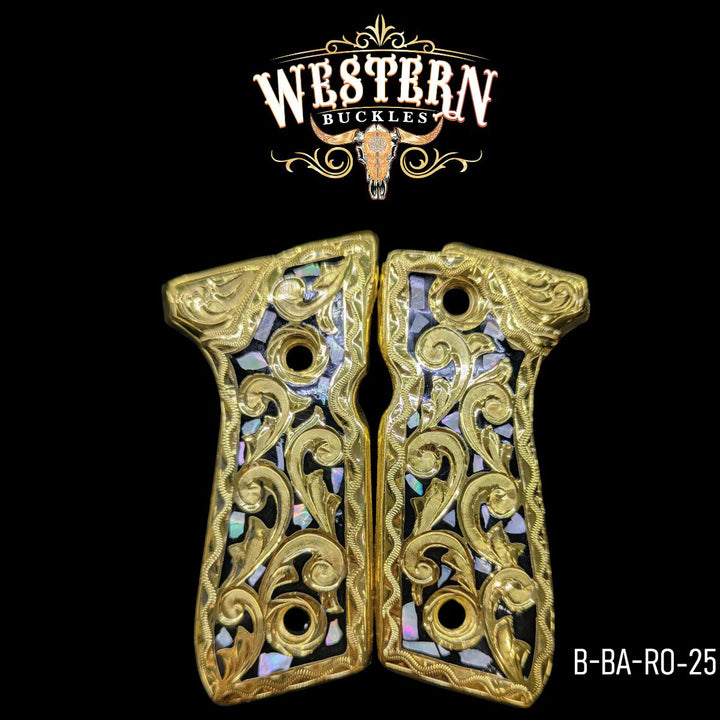Beretta 92fs Engraved Black Mother Of Pearl-The Western Buckles
