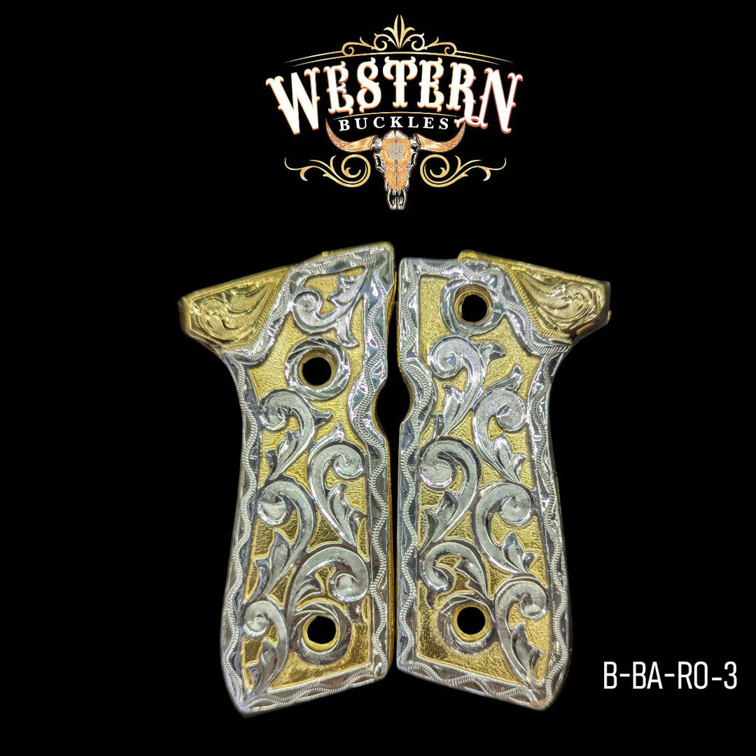 Beretta 92fs Engraved Silver and Gold-The Western Buckles