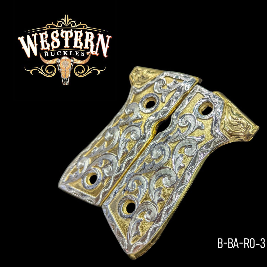 Beretta 92fs Engraved Silver and Gold-The Western Buckles