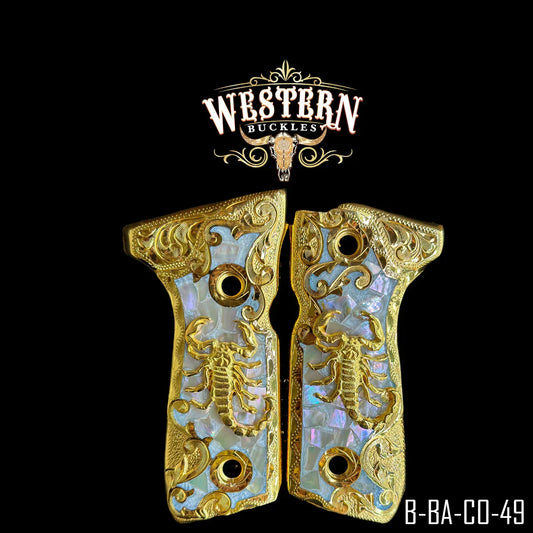 Cachas Beretta 92fs Grips Oro y Resina Escorpion-The Western Buckles