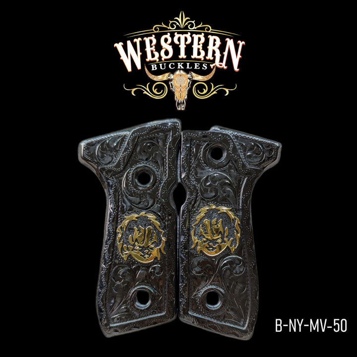 Beretta 92fs Good Guys Black Nickel and Gold-The Western Buckles
