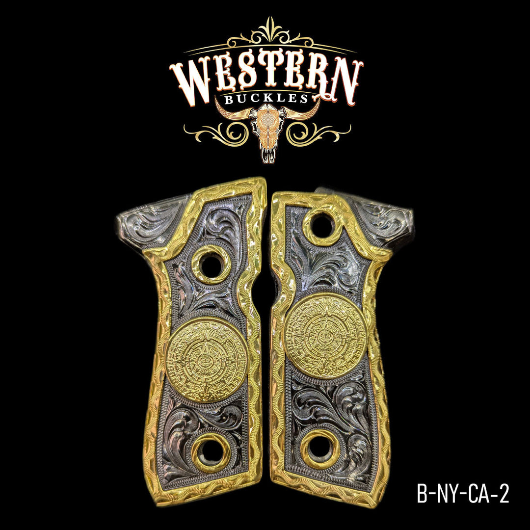 Beretta 92fs Grips Calendario Azteca Ramos-The Western Buckles