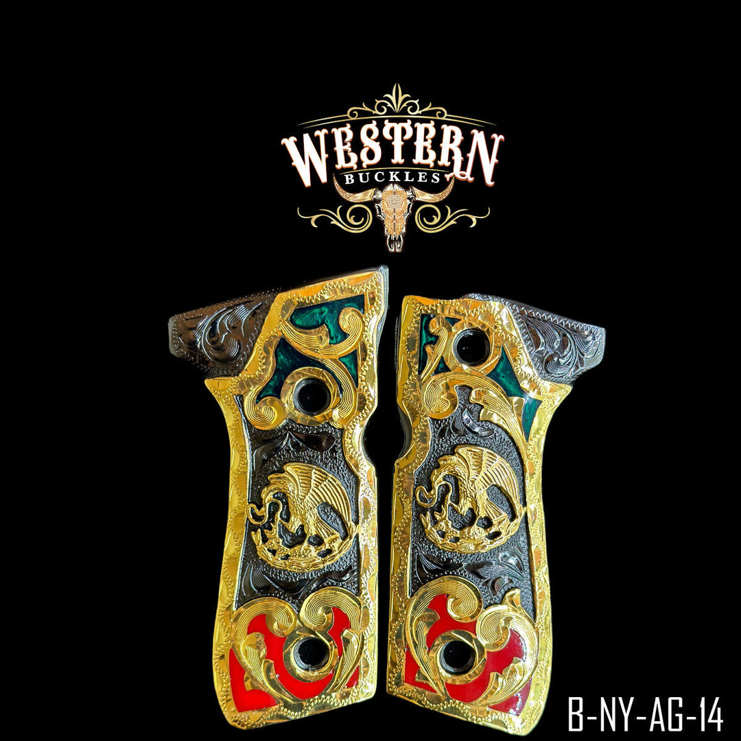 Beretta 92fs Grips Eagle Tricolor Resin and Black-Western Buckles 