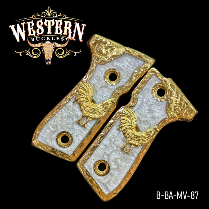 Cachas Beretta 92fs Grips Gallo Resina Blanca-The Western Buckles