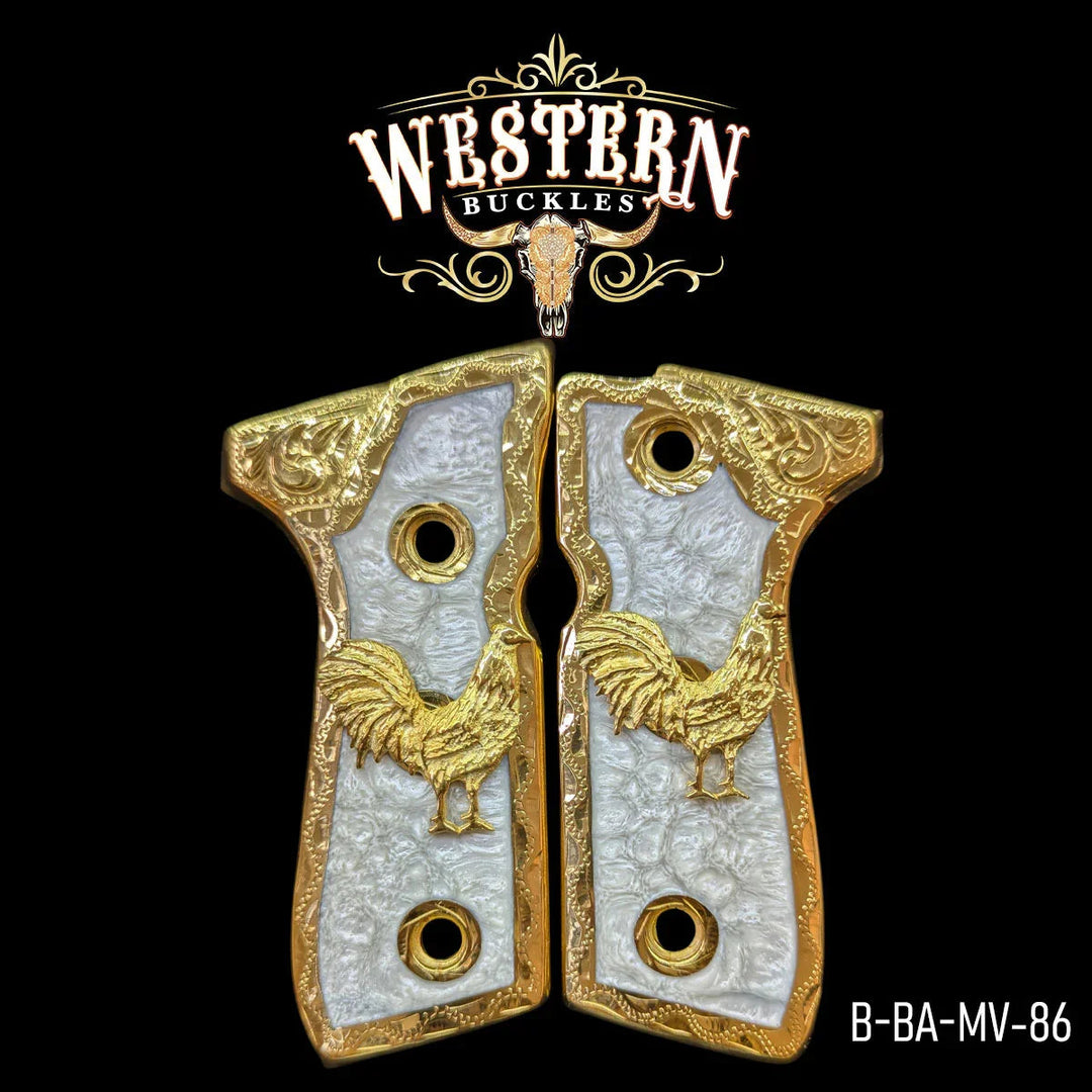 Cachas Beretta 92fs Grips Gallo Resina Blanca-The Western Buckles