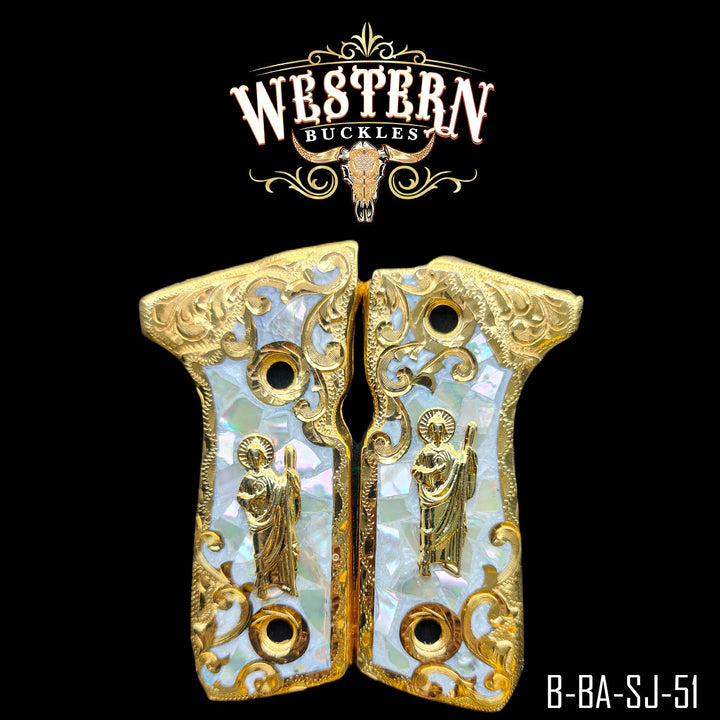 Beretta 92FS San Judas Gun Grips — Hand-Engraved | Handcrafted by Western Buckles |