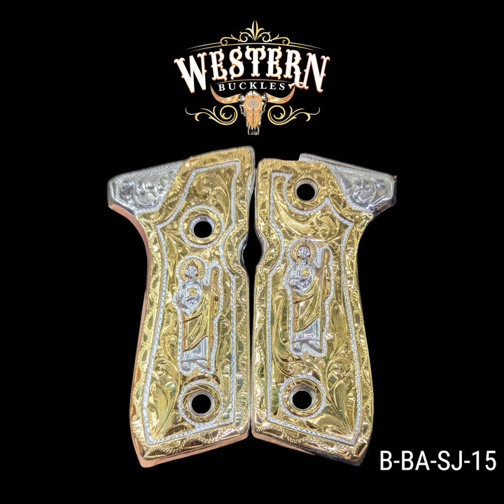 Beretta 92fs Grips San Judas Gold Engraved