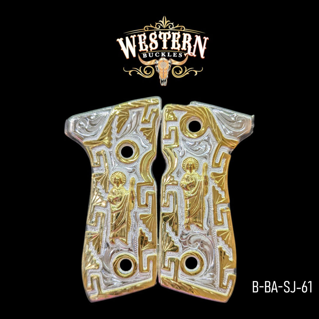 Beretta 92fs Grips San Judas Greek Gold Pattern