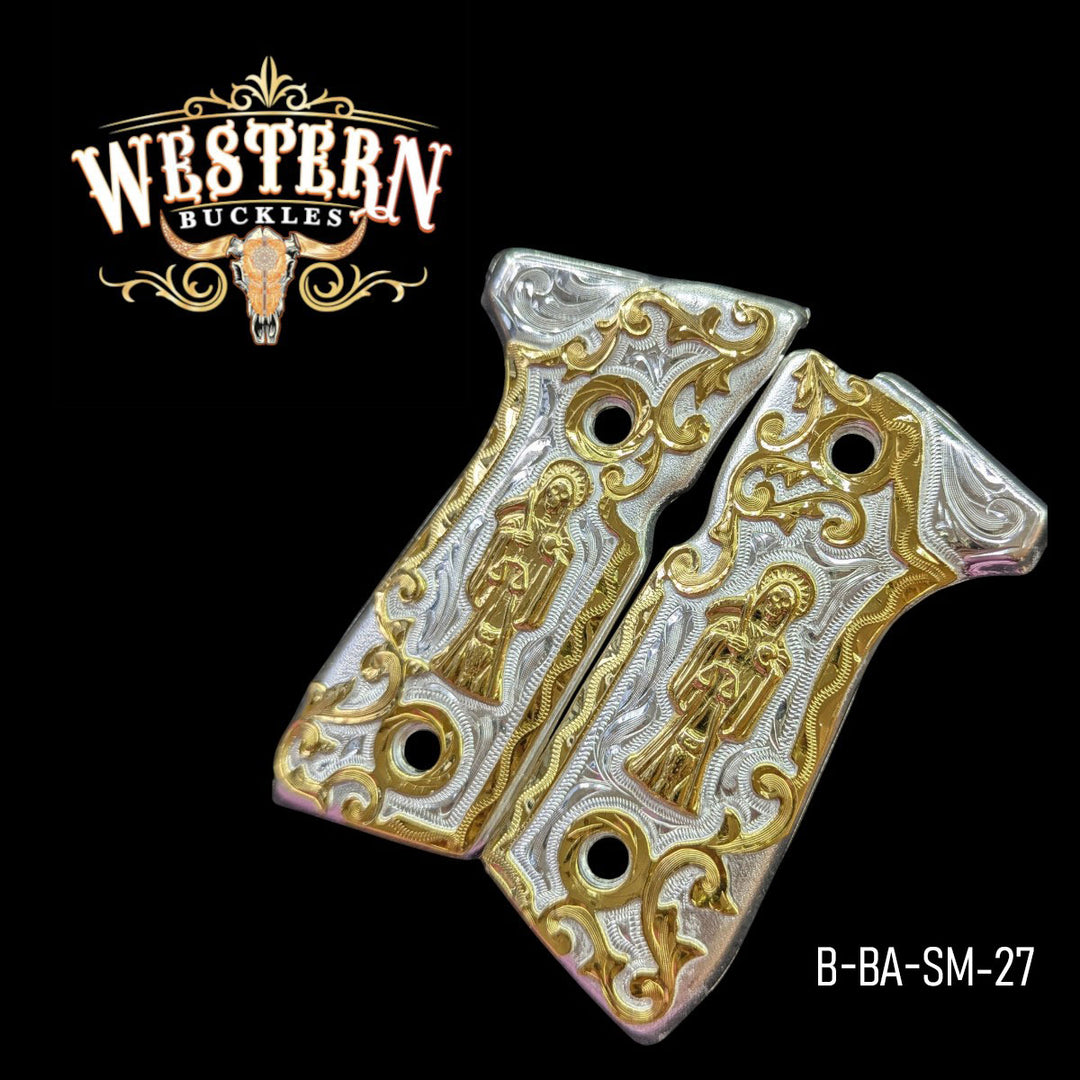 Beretta 92fs Holy Death Silver and Gold Engraved