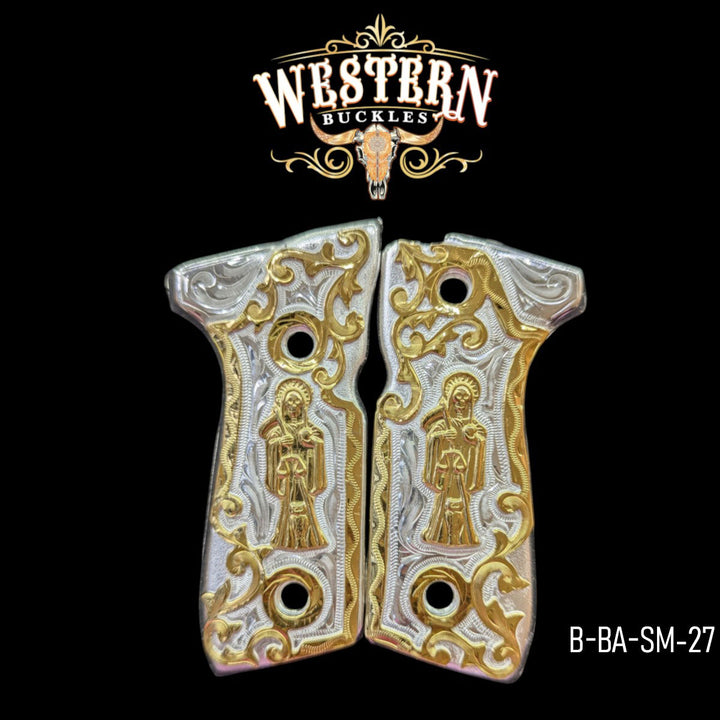 Beretta 92fs Holy Death Silver and Gold Engraved
