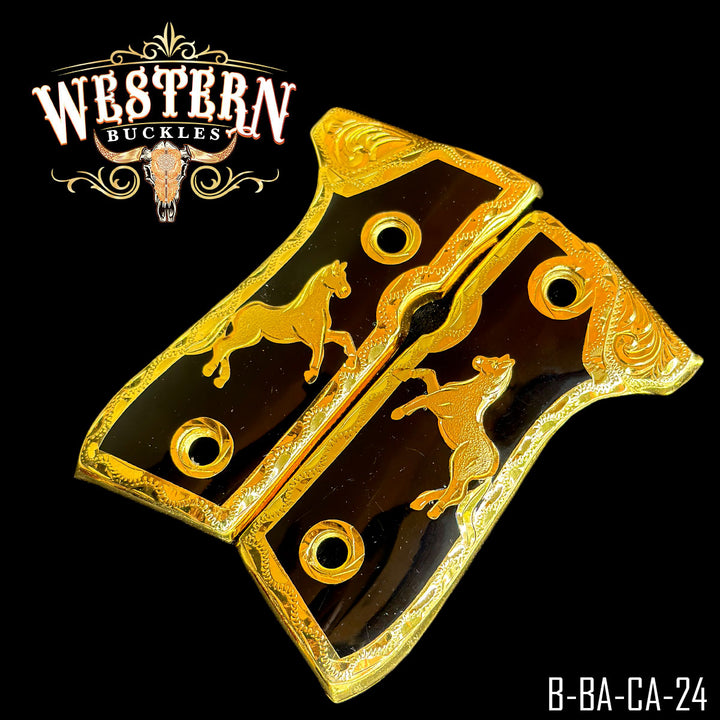 Beretta 92fs Horse Black Resin and Gold-The Western Buckles