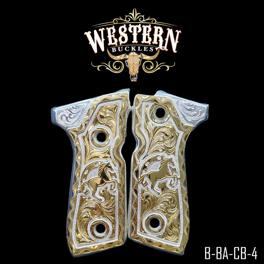 Beretta 92fs Horse Gold Engraved-The Western Buckles