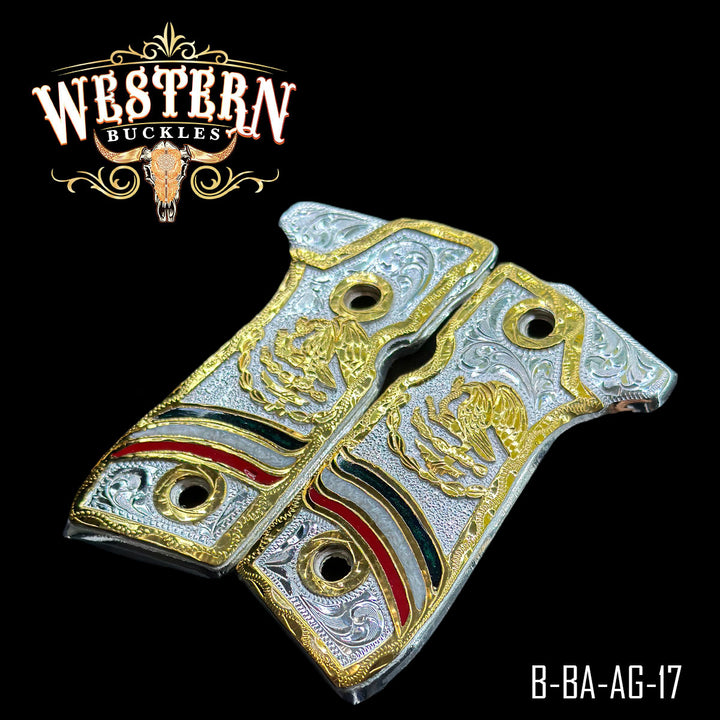 Beretta 92fs Mexican Eagle Silver and Gold-The Western Buckles