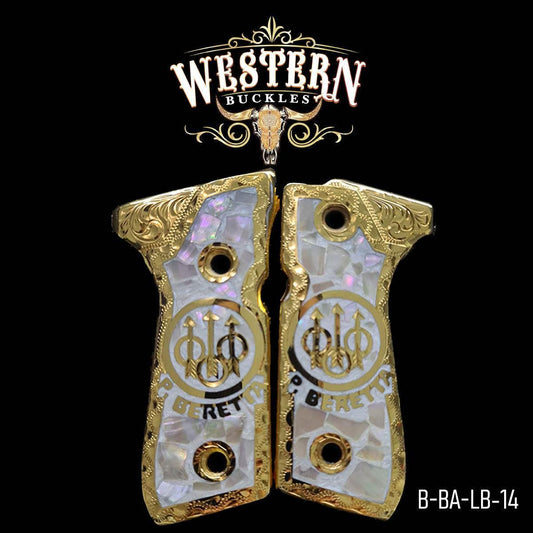 Cachas Beretta 92fs Grips Logo Beretta Concha Nacar - Western Buckles