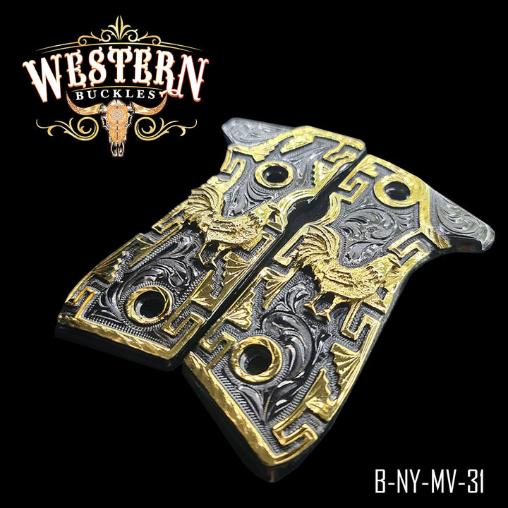 Beretta 92fs Rooster Black and Greek Gold Patterns-The Western Buckles