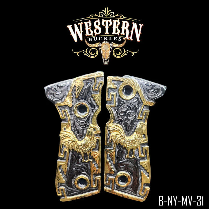 Beretta 92fs Rooster Black and Greek Gold Patterns-The Western Buckles
