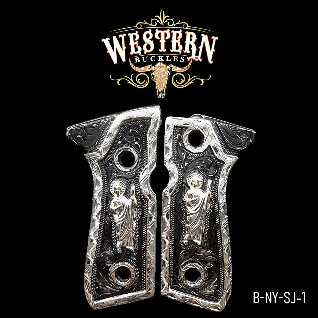 Beretta 92fs San Judas Black and Silver-The Western Buckles