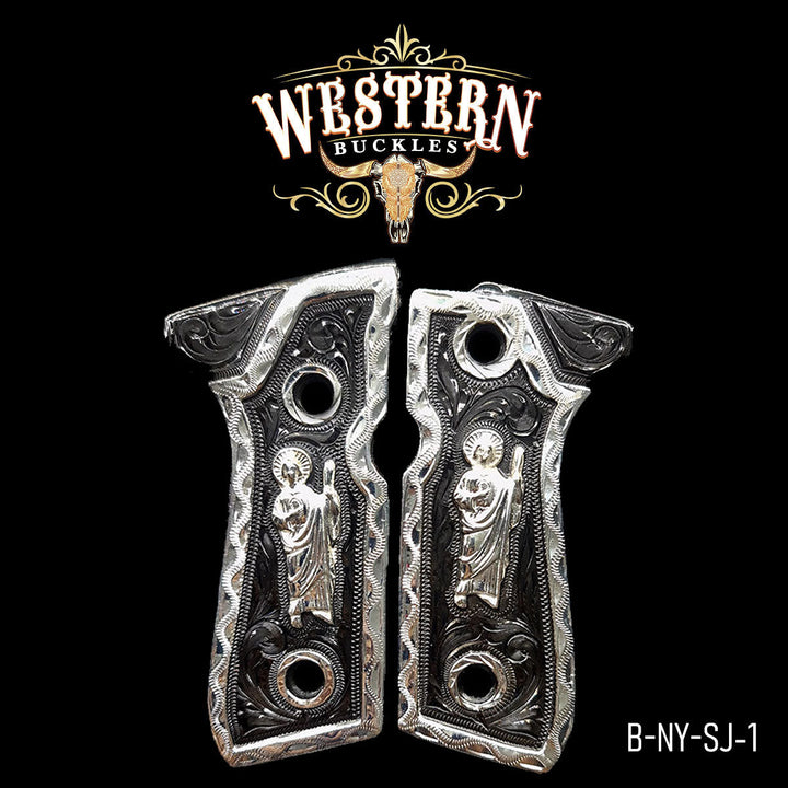 Beretta 92fs San Judas Black and Silver-The Western Buckles