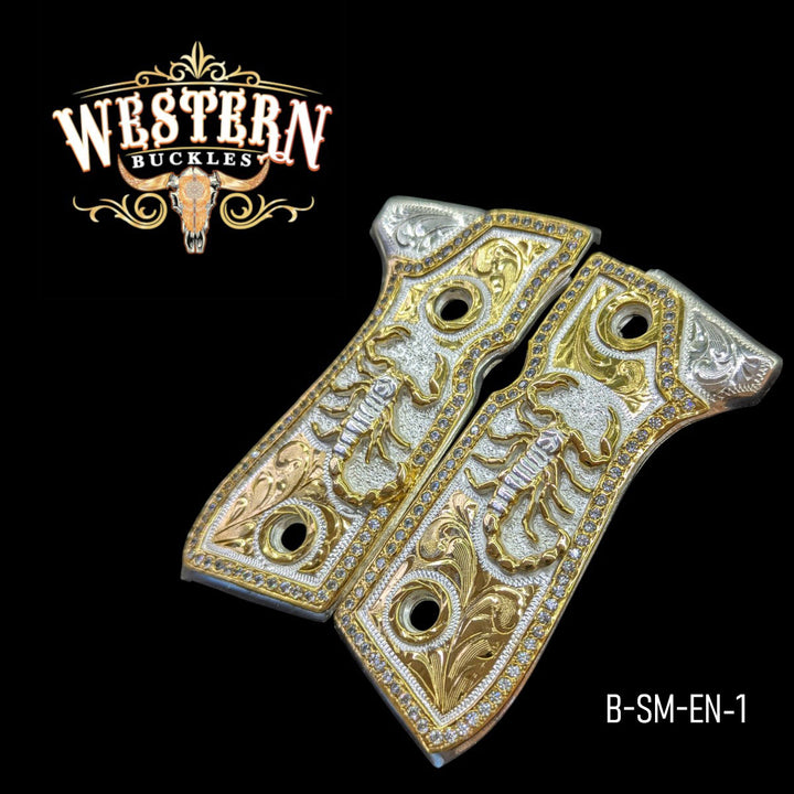 Beretta 92fs Scorpion Gold Plated Zircoins-The Western Buckles