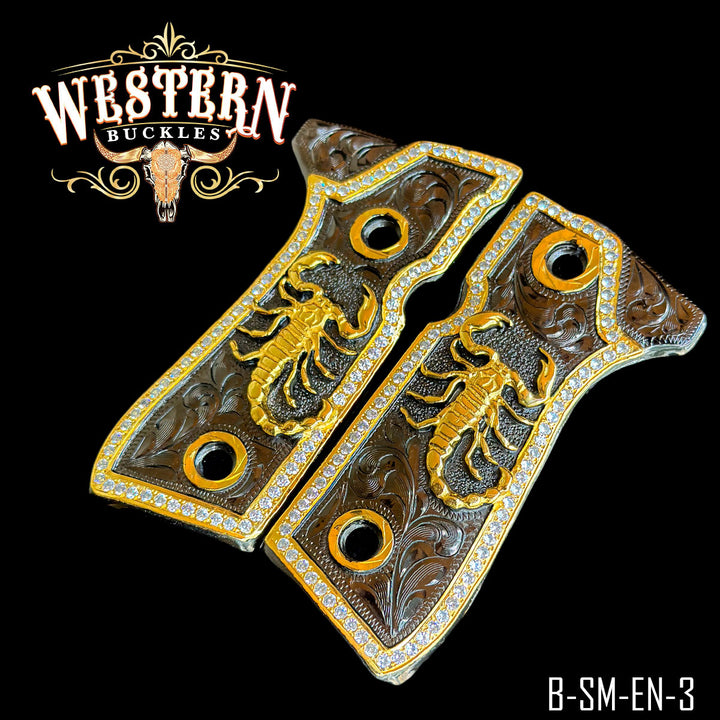 Beretta 92fs Scorpion White Zircoins and Black-The Western Buckles