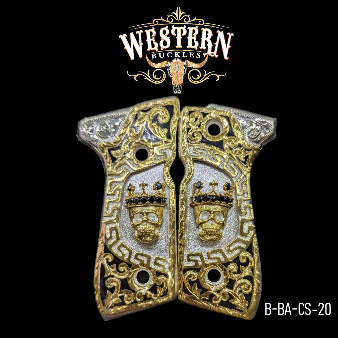 Beretta 92fs Skull Black Zircoins, Black Resin-The Western Buckles