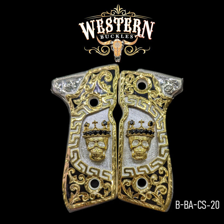 Beretta 92fs Skull Black Zircoins, Black Resin-The Western Buckles