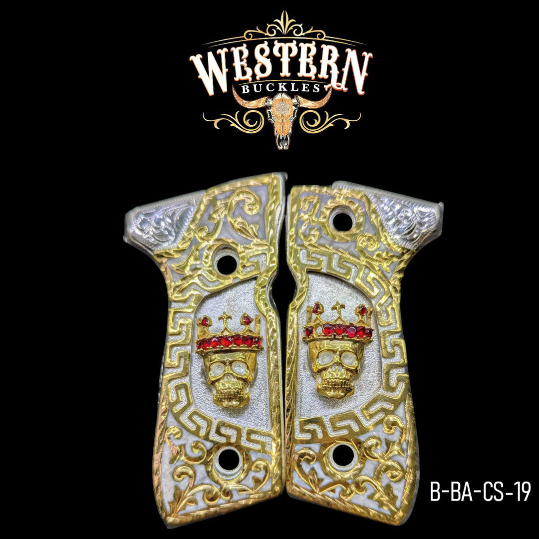 Beretta 92fs Skull Red Zircoins, White Resin-The Western Buckles