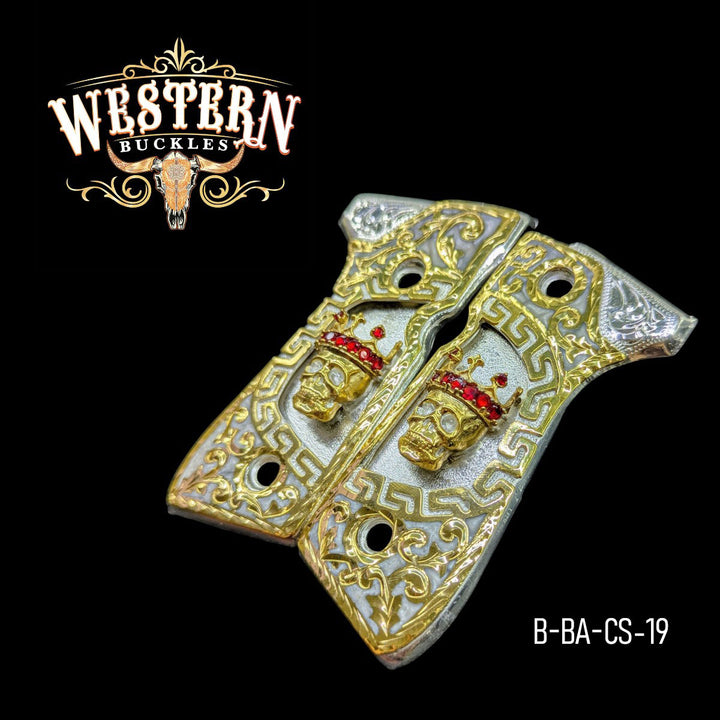 Beretta 92fs Skull Red Zircoins, White Resin-The Western Buckles