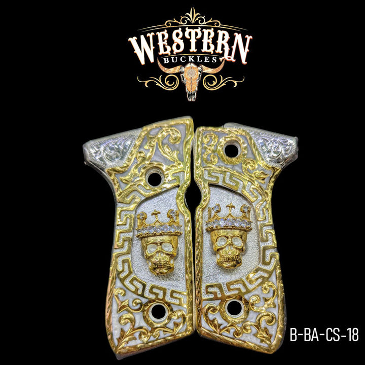 Beretta 92fs Skull Zircoins, White Resin-The Western Buckles