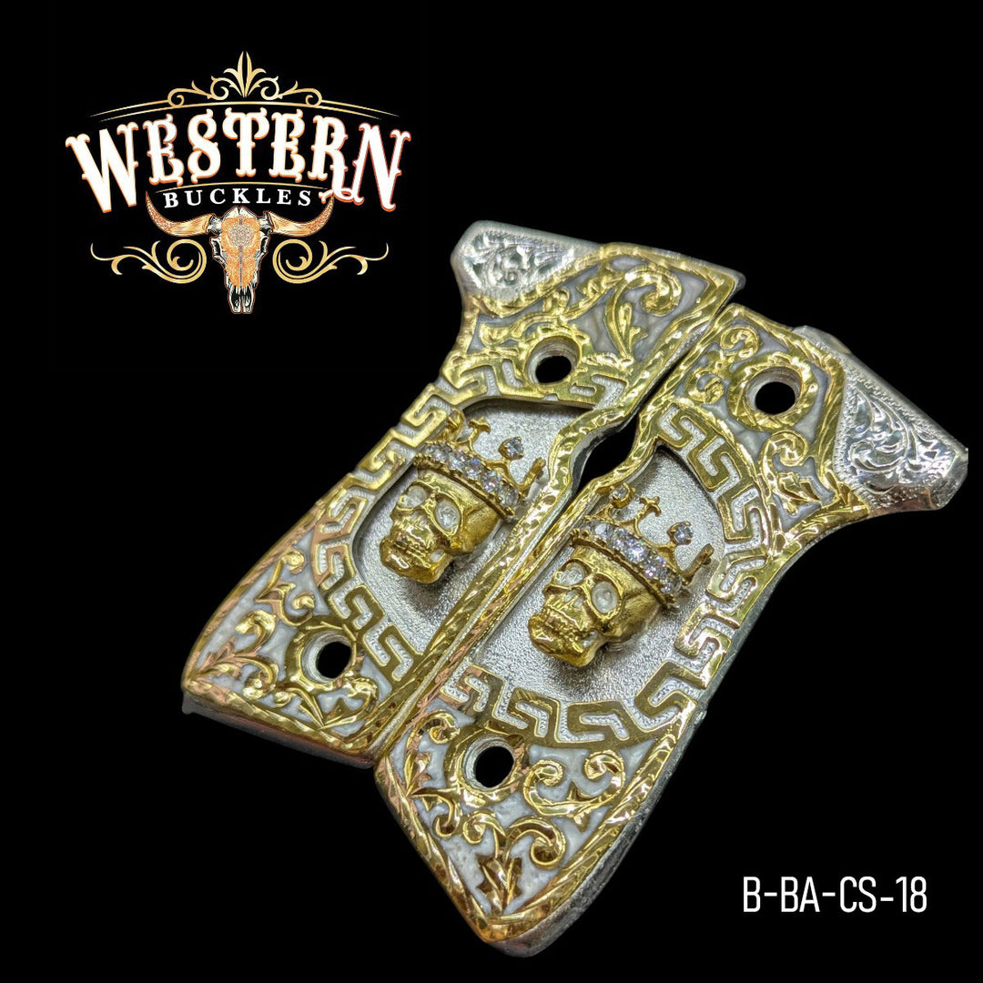 Beretta 92fs Skull Zircoins, White Resin-The Western Buckles