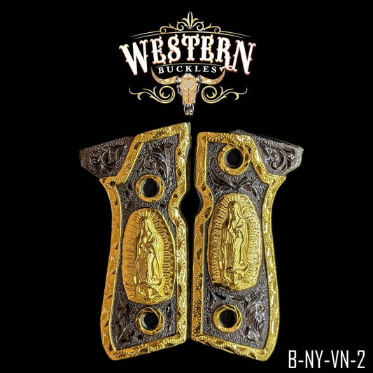 Cachas Beretta 92FS Grips Virgen Negro y Oro-The Western Buckles