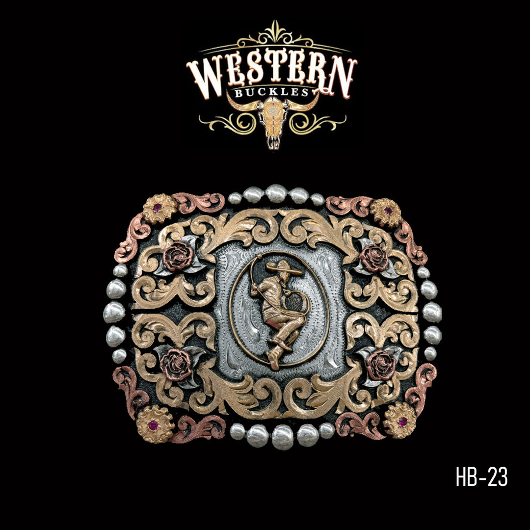 Bronc Rider Trophy Belt Buckle · German Silver & Copper-The Western Buckles