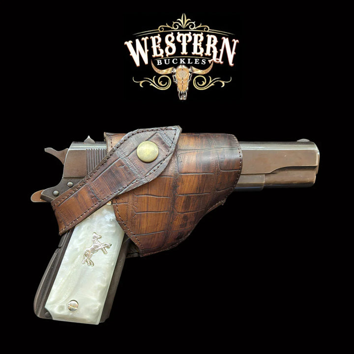 Gun Holster Brown Crocodile-The Western Buckles