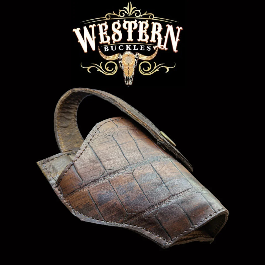 Gun Holster Brown Crocodile-The Western Buckles