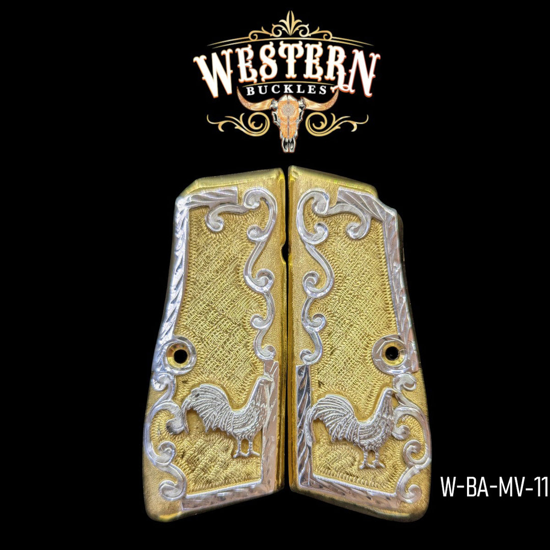 Browning HP Rooster Silver-Tone and Gold-Tone Grips-The Western Buckles