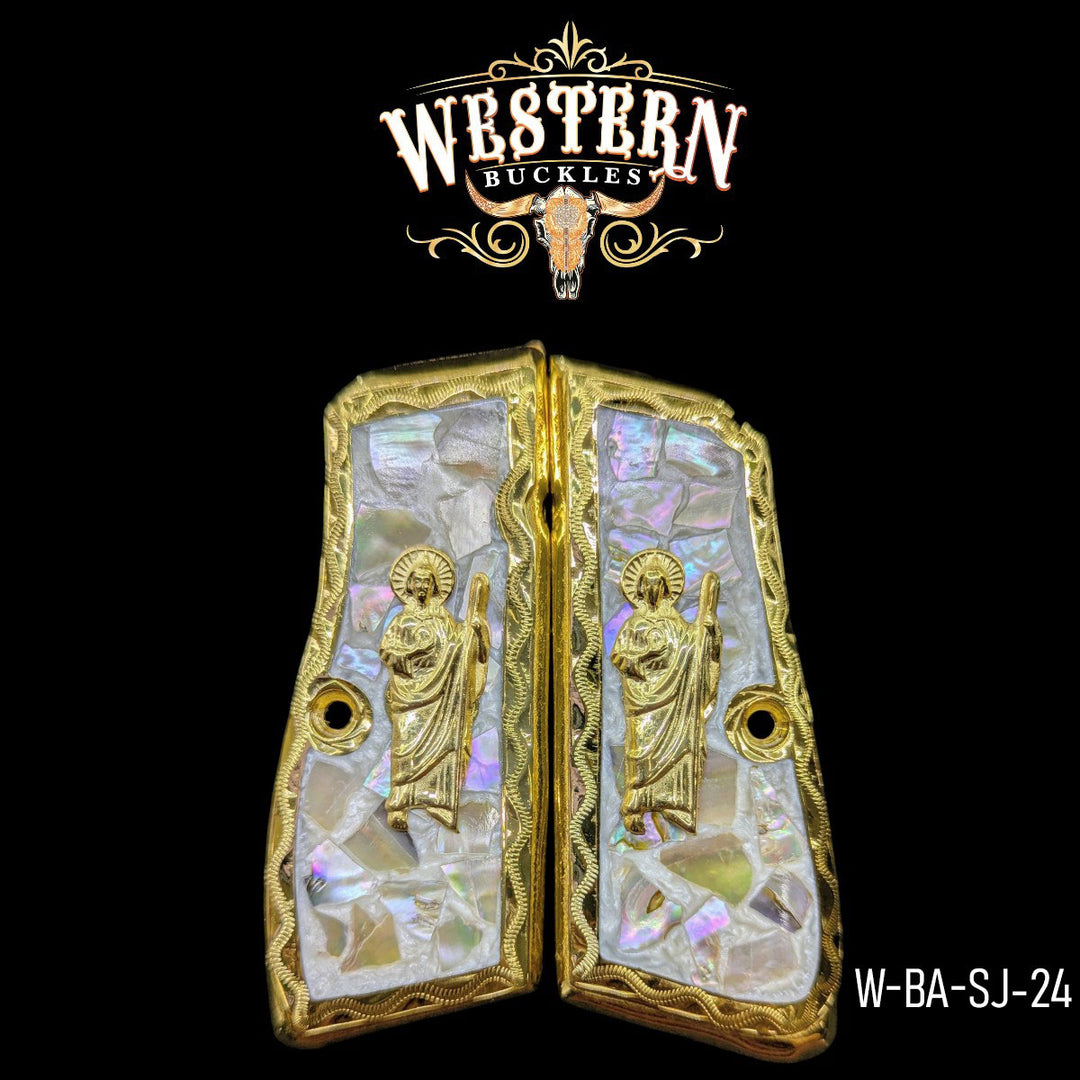 Browning HP San Judas Pearl Gold Resin-The Western Buckles