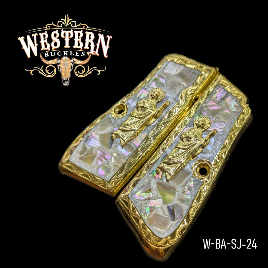Browning HP San Judas Pearl Gold Resin-The Western Buckles