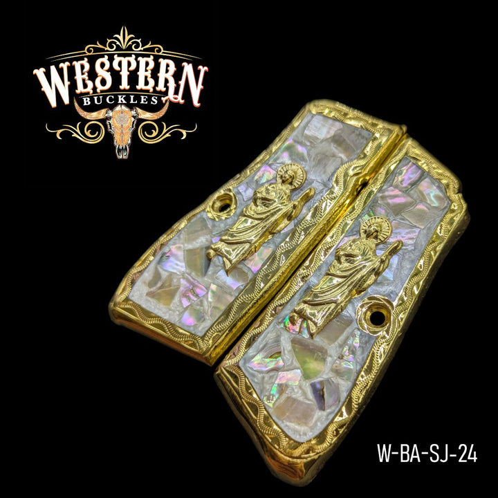 Browning HP San Judas Pearl Gold Resin-The Western Buckles