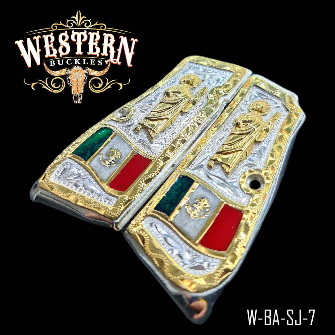 Browning High Powe Silver and Gold San Judas-The Western Buckles