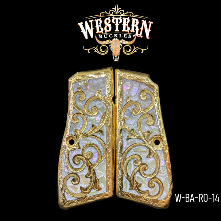 Browning High Power Engraved Pearl Resin Grips-The Western Buckles