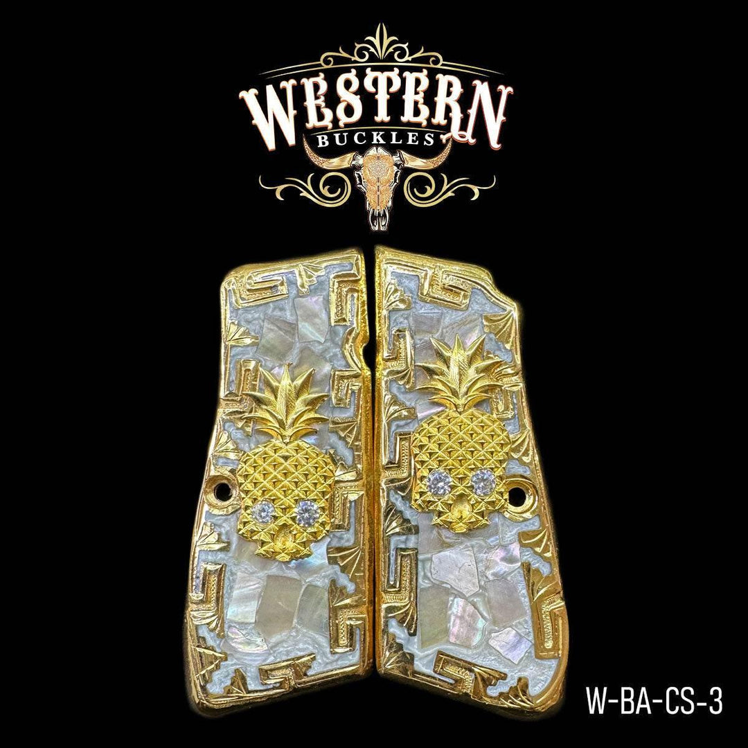 Browning High Power Skull White Zircoins Western Buckles