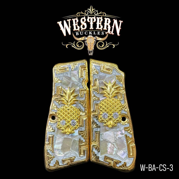 Browning High Power Skull White Zircoins Western Buckles