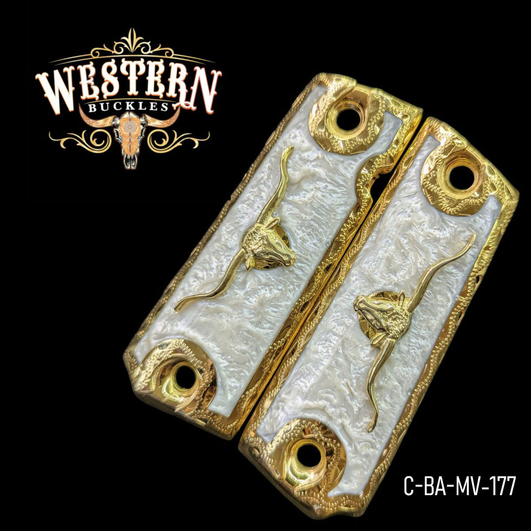Bull Custom Grips for Colt 1911 Full-Size — 24K Gold-Plated with Artisan Resin