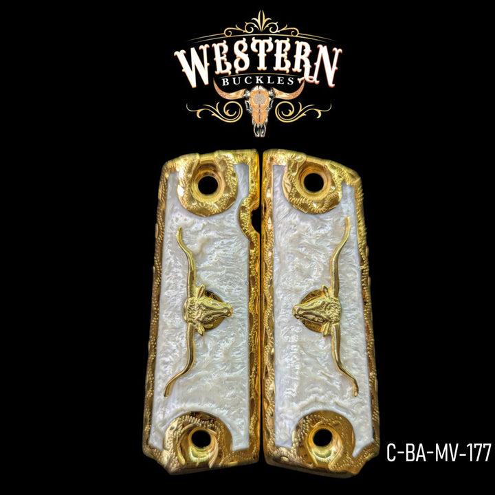 Bull Custom Grips for Colt 1911 Full-Size — 24K Gold-Plated with Artisan Resin